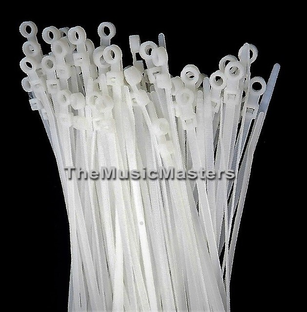 1000 Screw Hole Mount 8" inch Wire Cable Ties Nylon Tie Wrap 50lb White