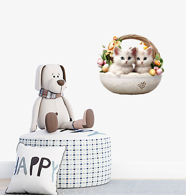 Ostern Katze Blume Ei Wandbild Schlafzimmer bunt Van Vinyl Aufkleber Abziehbilder a8888