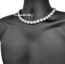 Iced Baguette Cluster Tennis Chain Choker Necklace Plated CZ Men Hip Hop Jewelry