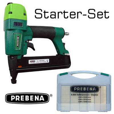 Prebena Set Druckluftnagler 2XR ES40 und ES Box VE 6000 Heftklammern Starter Set