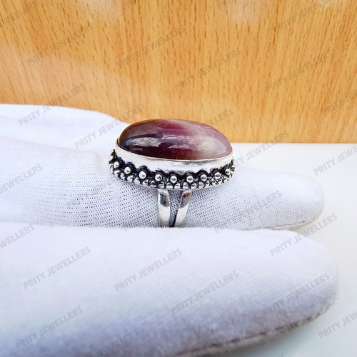 Natural Amethyst Gemstone Ring, 925 Sterling Silver Ring, Antique Handmade Ring - Picture 3 of 6
