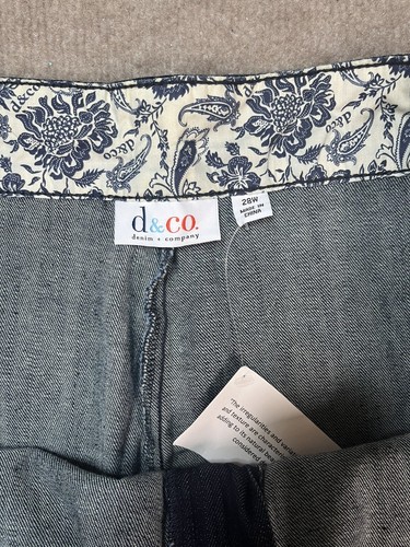 D&Co Plus Denim Jeans 28W 47x29 Pants Straight Flat Dark Wash Comfort Pockets - Picture 5 of 15
