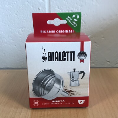 Bialetti 2 Cup Moka Express Pot Funnel Filter - Brand New Boxed - Made in Italy