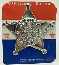 Vintage Toy Western Deputy Sheriff Tin Metal Badge Prize Japan