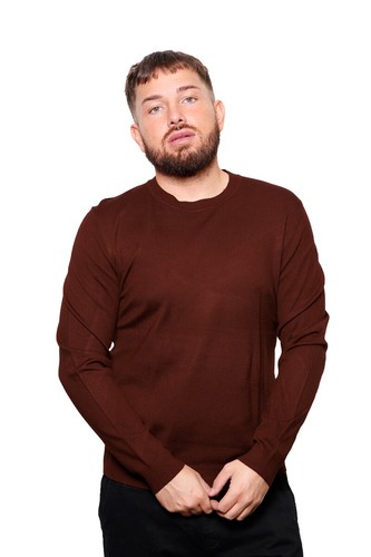 Men's Slim Fit Plain Crew Neck Jumper Round Neck Winter Top Long Sleeve (8302) - Picture 17 of 18