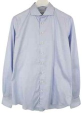 SUITSUPPLY Shirt Men 41L 16L Blue Extra Slim Fit Formal Button Up Cotton
