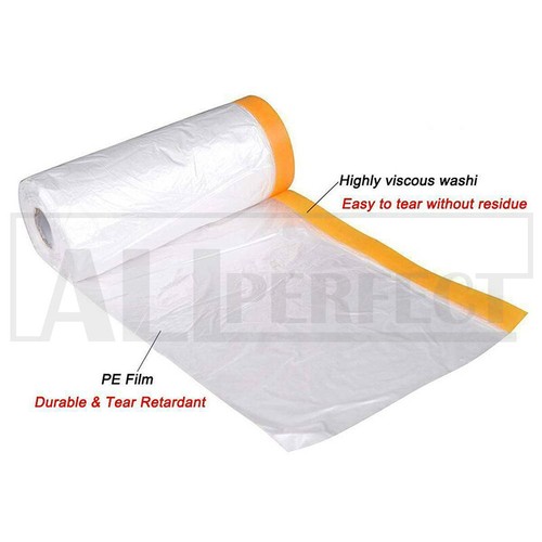 20m x 270cm 6Rolls Painting Masking Film Sheet Pre-Taped Plastic Drop Paint Tape - Picture 12 of 13