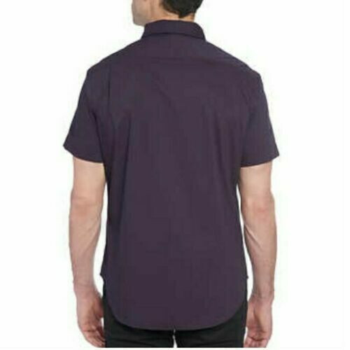 Jachs Mens Button Down Short Sleeve Dress Casual Shirt (Navy Dot, Medium) NWT - Picture 2 of 4