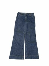 Tommy Hilfiger Dark Wash Cuffed Mid Rise Trouser Jeans Size 2S Flare Denim