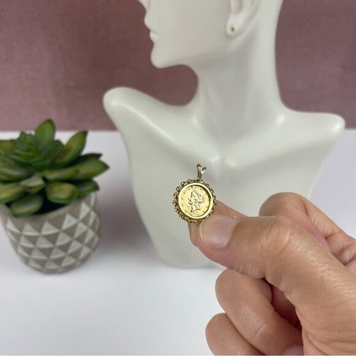 Gold Rope 1850 One Dollar Liberty Woman Coin Pendant Necklace Vintage