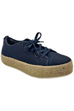 Skechers Bobs Sesame Espadrille Lace Up Sneakers Sun Dazing Navy