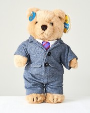Vintage 1985 DAKIN Business Bear Plush Brown Bear Gray Suit Tie Stuffed Toy NOS
