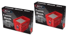 2 BCW Red Comic Book Bins Heavy Duty Stackable Plastic Box Holds 150 Bagged New