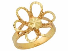 10k or 14k Yellow Gold Simple Ladies Large Petals Flower Design Ring