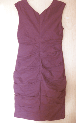 $318 BNWT EILEEN FISHER Cotton Steel Stitch POMEGRANATE Shirred Seams Dress 10 M - Picture 6 of 8