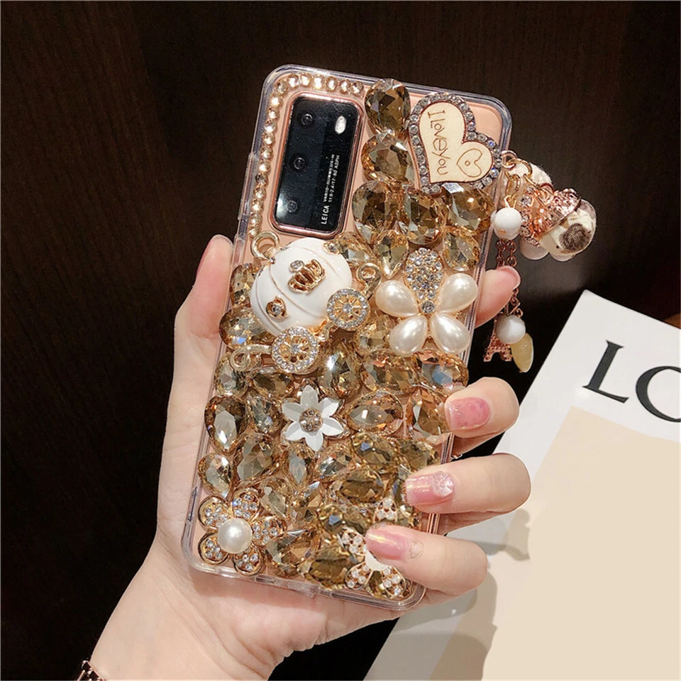 For OPPO Girls Cute Heart Bling Glitter Diamond Crystal Rhinestone Case Cover - Image 4 of 4