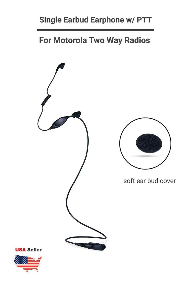 1-Wire Earbud Style Earpiece w/ PTT for Motorola Radios XPR3300e XPR3500 MTP3500 - Image 2 of 4
