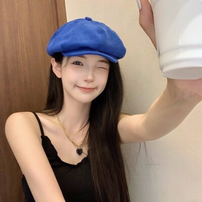 Women Corduroy Newsboy Hat Cap Baker Boy Cabbie Painter  display picture 1