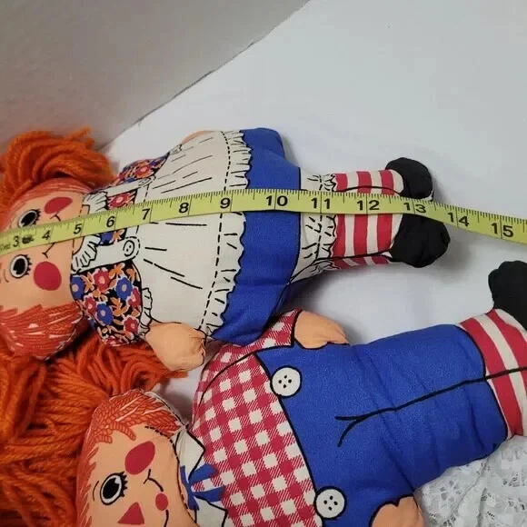 Raggedy Ann 手工制作 复古 2 件套 女孩 男孩 红色 头发 收藏 装饰纱线 — 第 3/4 张图片