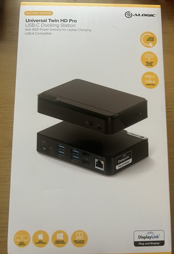 ALOGIC Universal Twin HD Pro USB-C Docking Station, 85W Power. USB-A Compatible