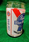 Vintage Pabst Blue Ribbon Can Shaped Glass PBR Red White Blue 16-18 Oz — photo 3