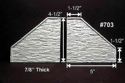 Monroe Models 703 H0 Spur Abutment Flügel für Abutment-Bau -- Split Stone