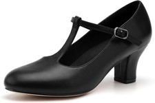 2.5" Character Shoes for Women T-Strap Dance Heels for Ballroom Salsa