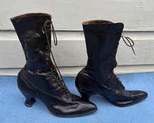 Antique VTG 1890s 1900s Victorian Edwardian Black Ladies Boots Shoes Size 8 