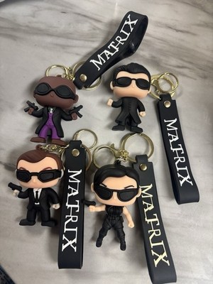 Movie Matrix Set Of 4 Keychains Neo and more Dolls Keyrings FREE SHIPPING