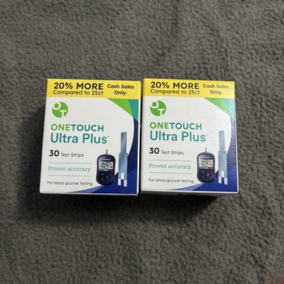 OneTouch Ultra Plus Glucose Diabetic Test Strips X2 30ct Exp 04/30/27 & 5/31/27