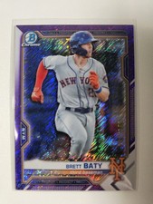Brett Baty Mets 2021 Bowman Chrome Purple Shimmer #/250 Draft Prospects 💯🔥
