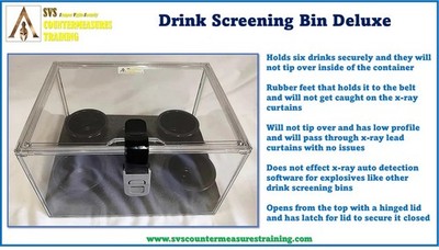 SVS Countermeasures Drink Screening Bin Deluxe, Hinged Lid, 6 Drinks, Clear