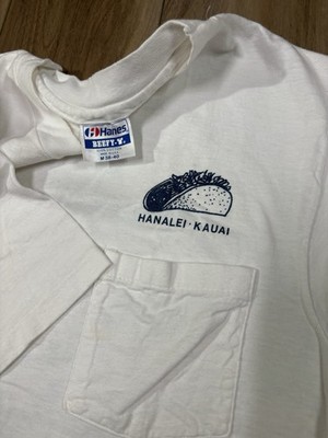 Vintage 80s Tropical Taco HANALEI KAUAI Hawaii Hanes Beefy Shirt Single Stitch M