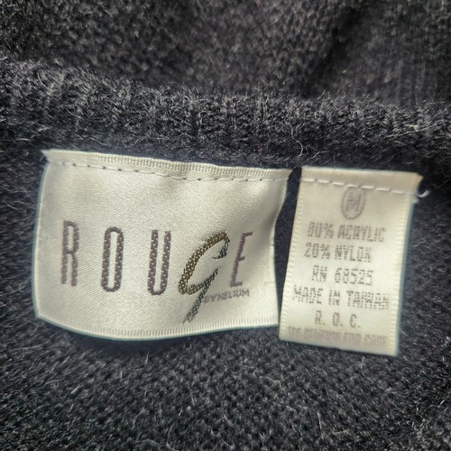 Vintage 80er Pullover Gr. M Damen Perlen Schwarz Rose Fuzzy Rouge Strick - Bild 4 von 7