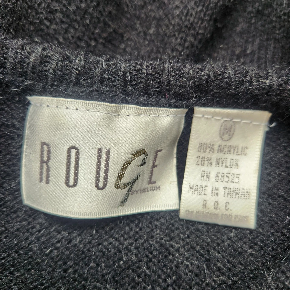 Suéter Vintage Años 80 Talla M Para Mujer Cuentas Negro Rosa Tejido Rojo Difuso Foto 4 de 4