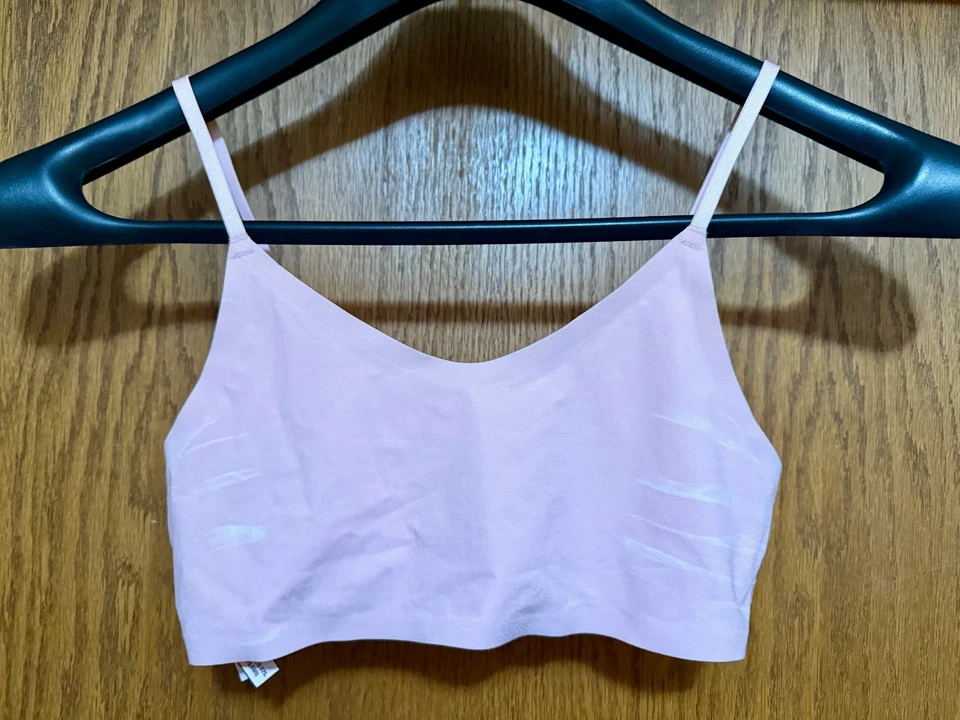 New Victorias Secret Pink/White Wireless Bralette Lace Back Womens M Medium - Image 4 of 4