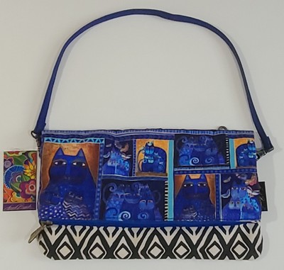 Laurel Burch  Sun 'N' Sand Indigo Cats Flap Over Purse Shoulder Bag Clutch NWT
