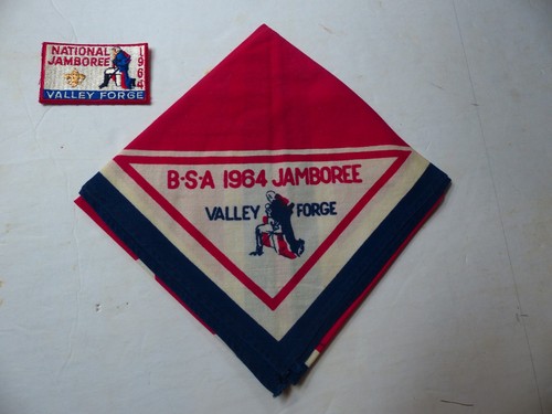 Used 1964 National Scout Jamboree Valley Forge Boy Scout BSA Neckerchief & Patch