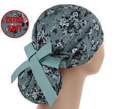 Scrub hats, nurse scrub cap, womens surgical hat, ponytail scrub cap flowers