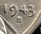1943 S Mint ,S, Error Lincoln Steel Wheat Penny #N