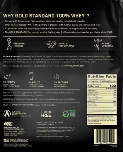 Optimum Nutrition Gold Standard Whey Protein Powder Chocolate - 5.64 lb ...