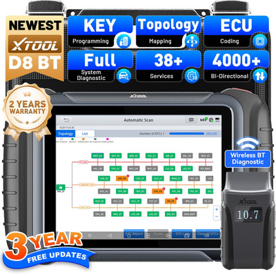 XTOOL D8 BT Bluetooth Auto Car Diagnostic Tool Full System Scanner 38+ Services