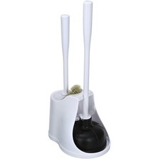 Toilet Plunger  Brush with Caddy 3 Piece Set- White