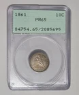 (LD) 1861 10C Seated Liberty PR65 Rattle Holder