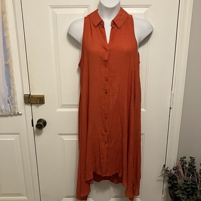 MLLE GABRIELLE Plus Size 2X Women s Midi Red/ Orange Gauze Sleeveless Maxi Dress