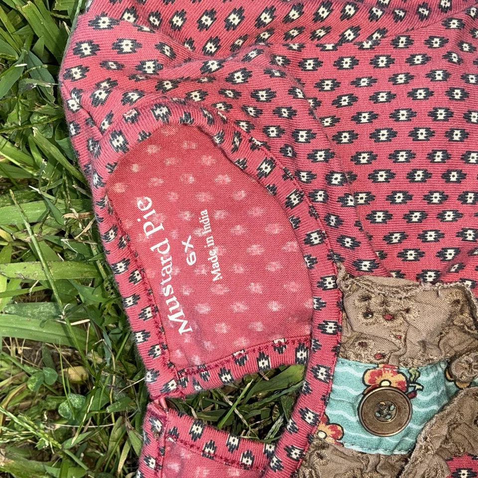 Vestido Giratorio Mostaza Pie Niñas Talla 6 Boho Manga Larga Pradera Marrón Azul Rojo Foto 3 de 4