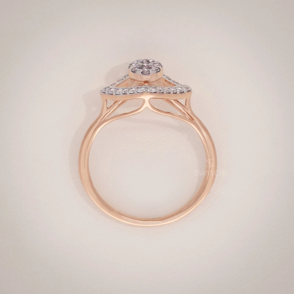 Anillo de oro rosa de 18 quilates | Diamantes naturales púrpura y rosa | Peso neto de 2,12 g Foto 4 de 4