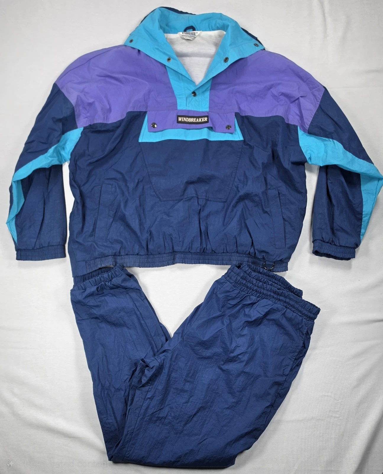 Vintage 90s Windbreaker Forward Life Tracksuit Set Colorblock Nylon Anorak 3XL