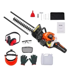Dual Blade 23.2in 26CC Gas Hedge Trimmer with 180° Adjustable Cutting Head