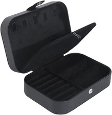 Small 2-Layer Travel Jewelry Box for Earrings, Rings, Necklaces, Bracelets - Bla